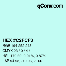 Color code: HEX #C2FCF3 | qconv.com