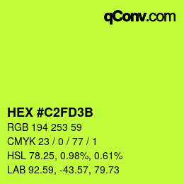 颜色代码: HEX #C2FD3B | qconv.com