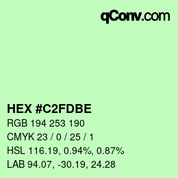 Color code: HEX #C2FDBE | qconv.com