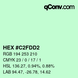 カラーコード: HEX #C2FDD2 | qconv.com