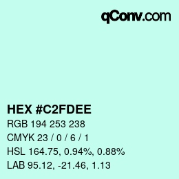 カラーコード: HEX #C2FDEE | qconv.com