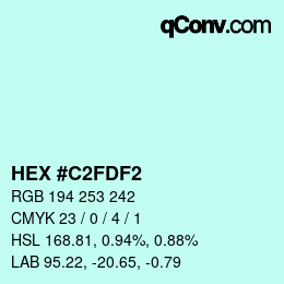 Color code: HEX #C2FDF2 | qconv.com