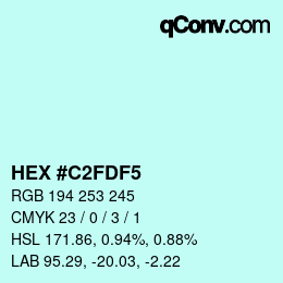 Color code: HEX #C2FDF5 | qconv.com