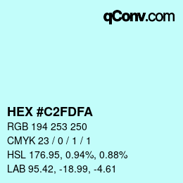 Color code: HEX #C2FDFA | qconv.com