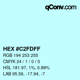 Color code: HEX #C2FDFF | qconv.com