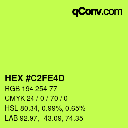 颜色代码: HEX #C2FE4D | qconv.com