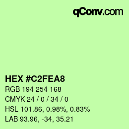 カラーコード: HEX #C2FEA8 | qconv.com