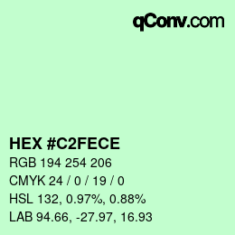 カラーコード: HEX #C2FECE | qconv.com