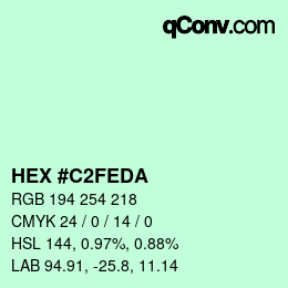 Color code: HEX #C2FEDA | qconv.com