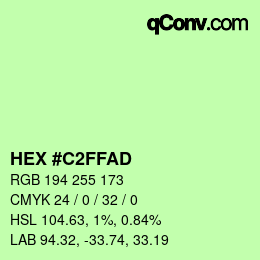 Color code: HEX #C2FFAD | qconv.com