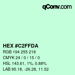 カラーコード: HEX #C2FFDA | qconv.com