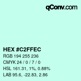 カラーコード: HEX #C2FFEC | qconv.com
