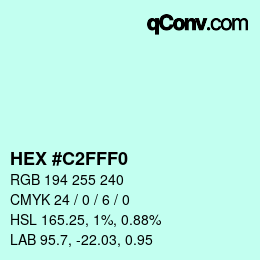 Color code: HEX #C2FFF0 | qconv.com