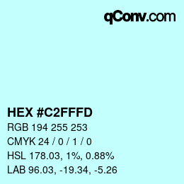 颜色代码: HEX #C2FFFD | qconv.com