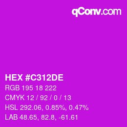 カラーコード: HEX #C312DE | qconv.com