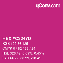 颜色代码: HEX #C3247D | qconv.com