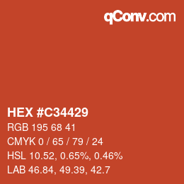 颜色代码: HEX #C34429 | qconv.com