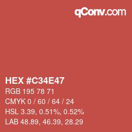 颜色代码: HEX #C34E47 | qconv.com