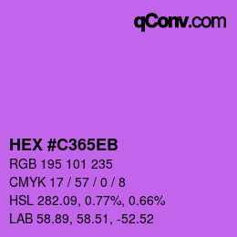 カラーコード: HEX #C365EB | qconv.com