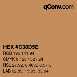 カラーコード: HEX #C38D5E | qconv.com