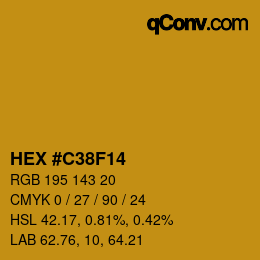 Color code: HEX #C38F14 | qconv.com
