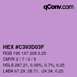 颜色代码: HEX #C393D03F | qconv.com