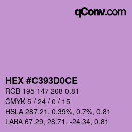 カラーコード: HEX #C393D0CE | qconv.com