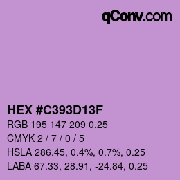 Farbcode: HEX #C393D13F | qconv.com