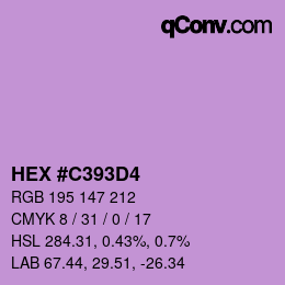 カラーコード: HEX #C393D4 | qconv.com