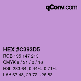 Code couleur: HEX #C393D5 | qconv.com