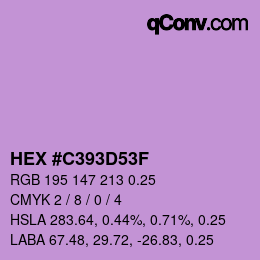 Code couleur: HEX #C393D53F | qconv.com