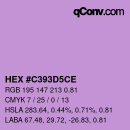 Code couleur: HEX #C393D5CE | qconv.com
