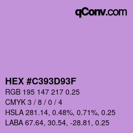 Color code: HEX #C393D93F | qconv.com