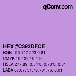 Code couleur: HEX #C393DFCE | qconv.com