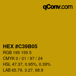 カラーコード: HEX #C39B05 | qconv.com