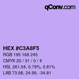 カラーコード: HEX #C3A8F5 | qconv.com