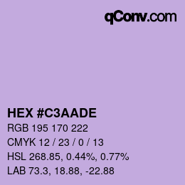 Color code: HEX #C3AADE | qconv.com