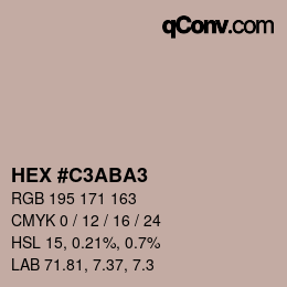 颜色代码: HEX #C3ABA3 | qconv.com