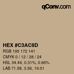 Color code: HEX #C3AC8D | qconv.com
