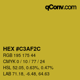 颜色代码: HEX #C3AF2C | qconv.com