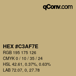 Color code: HEX #C3AF7E | qconv.com