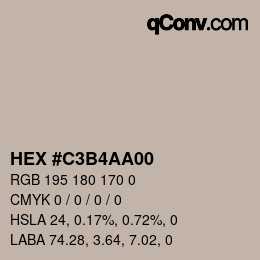 Color code: HEX #C3B4AA00 | qconv.com