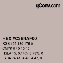 Color code: HEX #C3B4AF00 | qconv.com