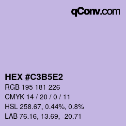 Farbcode: HEX #C3B5E2 | qconv.com