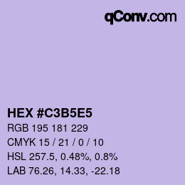 Farbcode: HEX #C3B5E5 | qconv.com