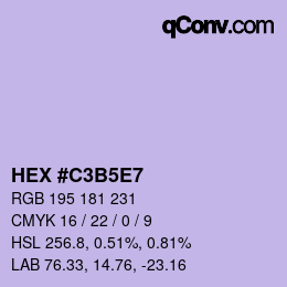 Farbcode: HEX #C3B5E7 | qconv.com