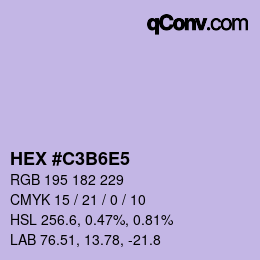 颜色代码: HEX #C3B6E5 | qconv.com