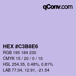 Código de color: HEX #C3B8E6 | qconv.com