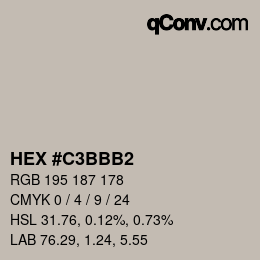 Color code: HEX #C3BBB2 | qconv.com