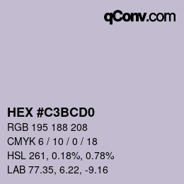Color code: HEX #C3BCD0 | qconv.com